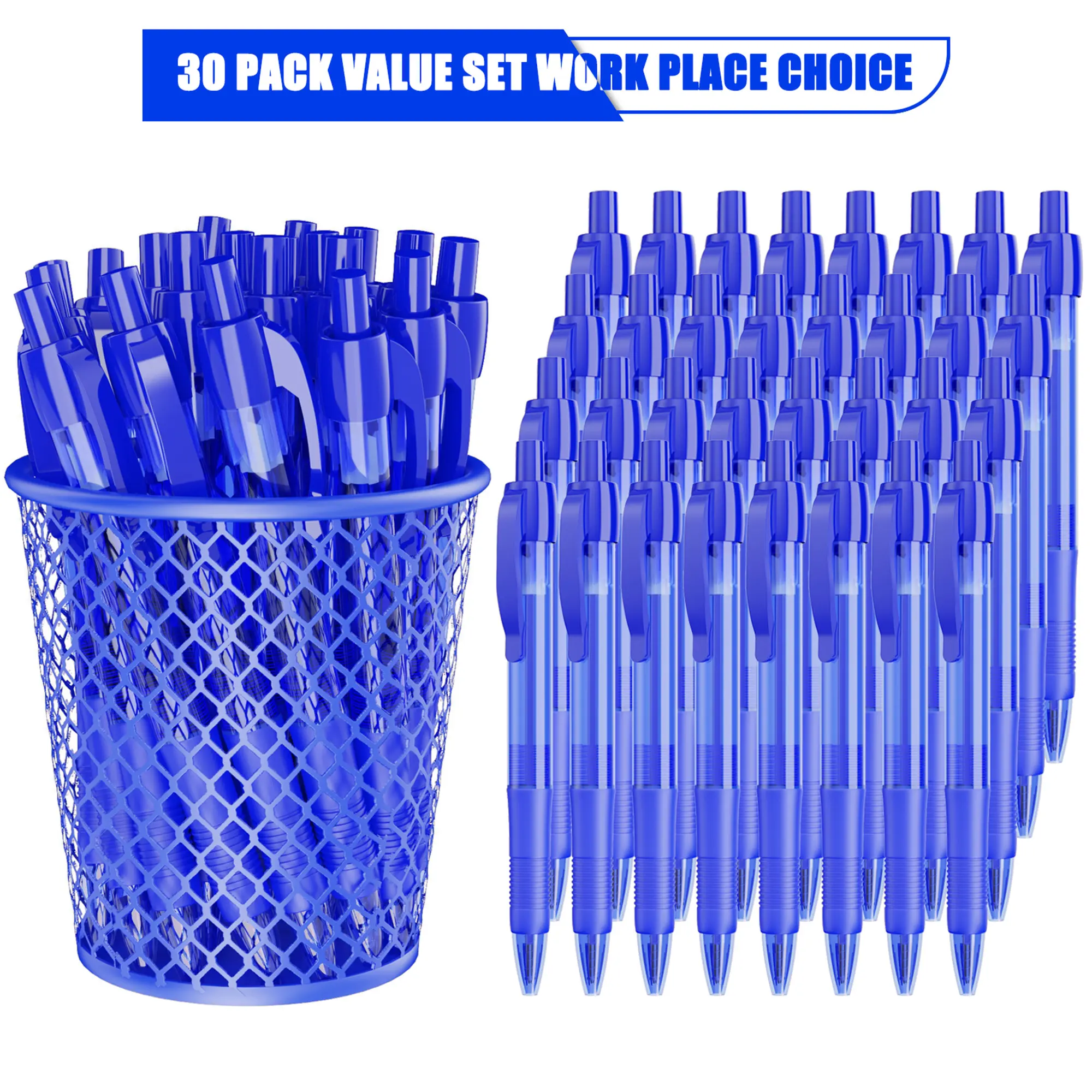 Deegtran Pens Bulk, 30 Pack No Bleed  Ink Click Pens with Soft Grip, Wholesale Retractable Ballpoint Pens for Office School, Medium Point Smooth 1.0MM