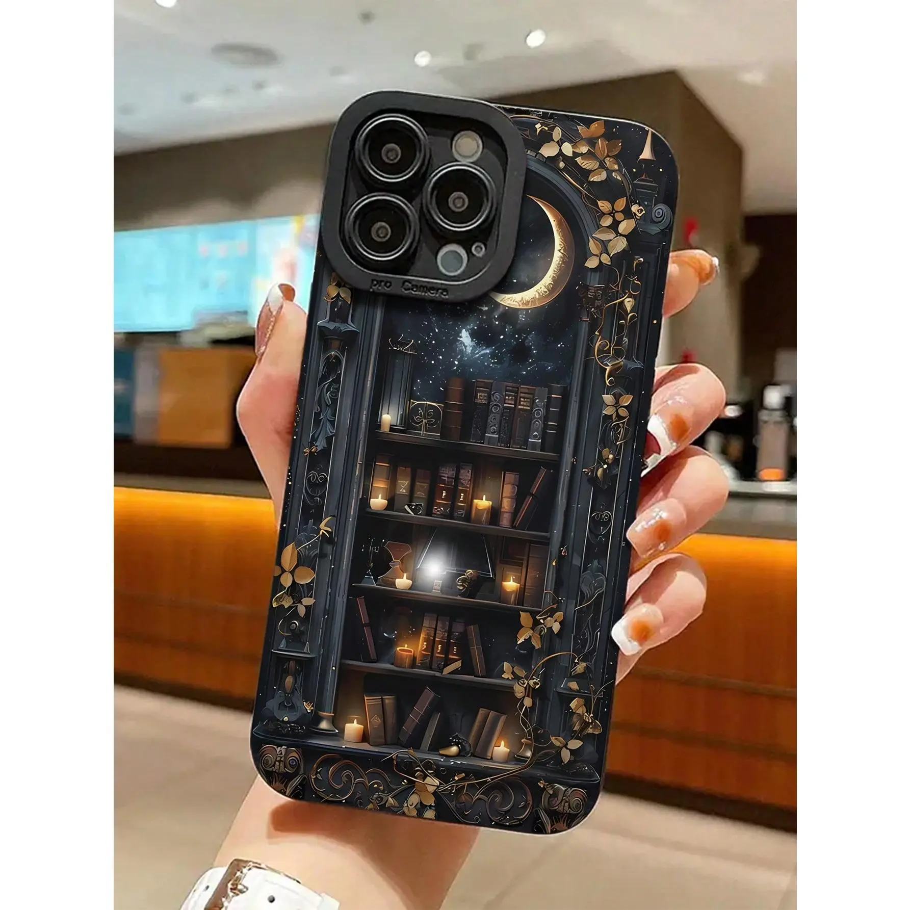 Perforated Straight-Edged Moon-Designed TPU Cellphone Case - Shockproof Protective Casing, Phone Accessories Cover for iPhone X/XS/XS Max/11/12/12 Mini/13/13 Mini/14/15/16/16E/17, Ideal Holiday Gift