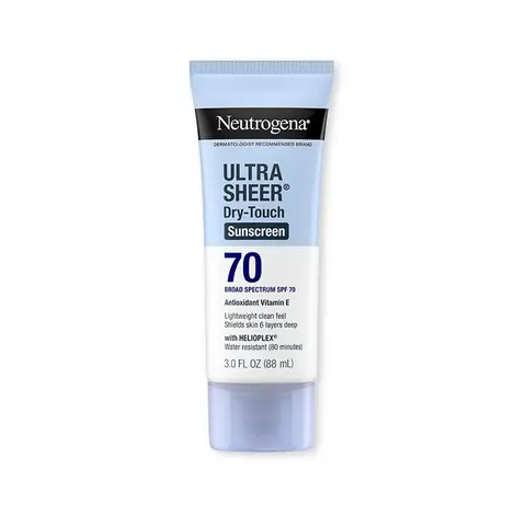 Neutrogena Ultra Sheer Dry-Touch Sunscreen Lotion SPF 70, Broad Spectrum Protection, Water Resistant, Non-Comedogenic, 3 fl oz Lightweight Formula