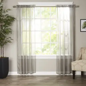 Mocassi 2-Pack Braxton Sheer Curtain Panels with Hotel-Inspired Drape, 40in W x 84in L