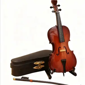 Mini Violin Set with Stand Bow and Case, Home Decor Ideal Choice, Perfect Gift for Valentine's Day Christmas Thanksgiving
