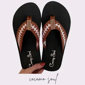 Cocomo Soul Rhinestone Football Flip Flops Football Mom Sandals