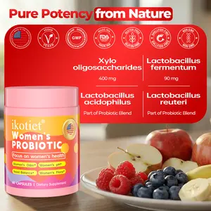 IKOTIET Women's Probiotics for Odor & pH Balance, Vegan Dietary Supplement with Prebiotics, Helps Metabolism (60 Caps + FREE Trial Pack)