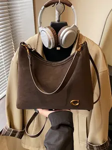 Women's Fashion Chain Decorated Shoulder Bag, Casual Solid Color Underarm Bag, Daily Versatile Commuter Bag, Classic Shoulder Bag