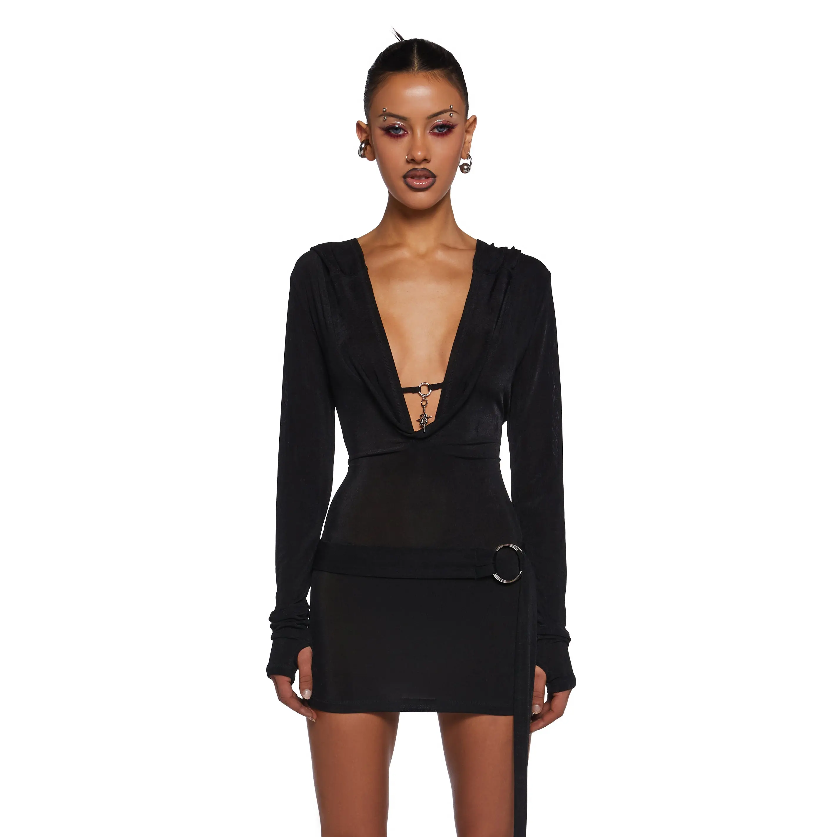 Diatonic Cut Out Hooded Dress