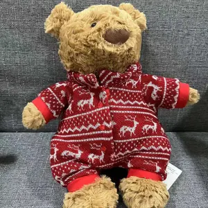 Jellycat Bartholomew Pajama Bear Plush, Soft and Cuddly Toy in Winter Pajamas, Ideal Christmas Pajama Bear Doll for Kids and Adults’ Birthday Gifts