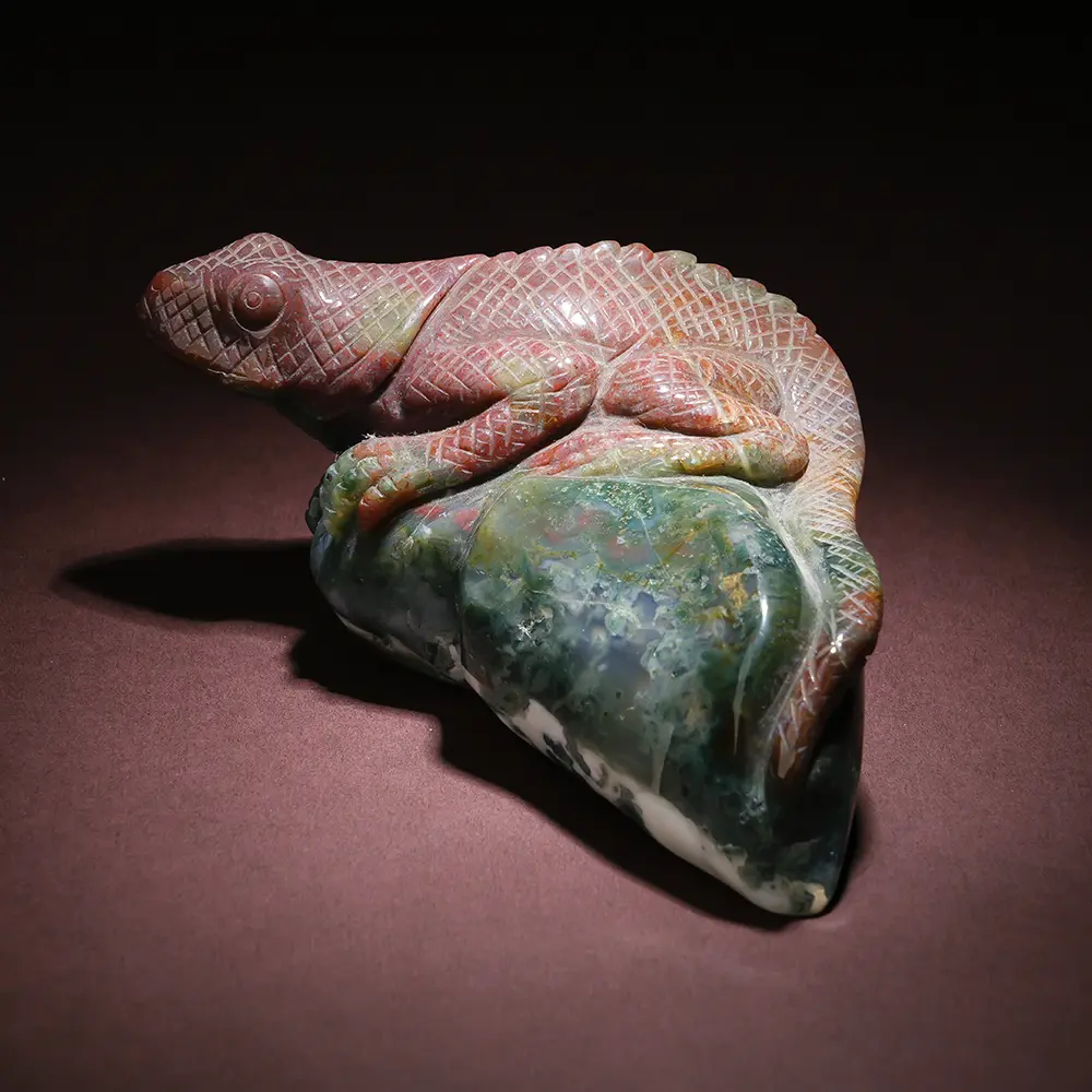 Ocean Jasper Lizard Carving