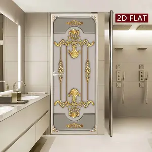 Classical Pattern Door Sticker, 2 Counts Easy Apply Peel & Stick Door Decal, Waterproof & Scratch Resistant Decoration Painting for Home, Kitchen, Bathroom, Bedroom, Ornaments, Waterproof Wall Sticker