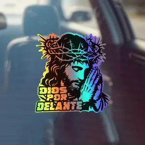 Dios Por Delante Jesus Faith Devout Prayer Vinyl Decals - Waterproof Spanish Christian Catholic Stickers for Car Windows, Bumpers, Laptops, Tumblers, Trucks, RVs, Vans, SUVs & Jeeps | Fashion Auto & Daily Accessories