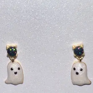 Black Opal Ghost Earrings
