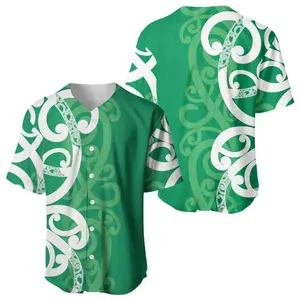Pounamu Green Maori Baseball Jersey Koru Kowhaiwhai - Going Out, Doing Sports, Hot Trends Of 2026