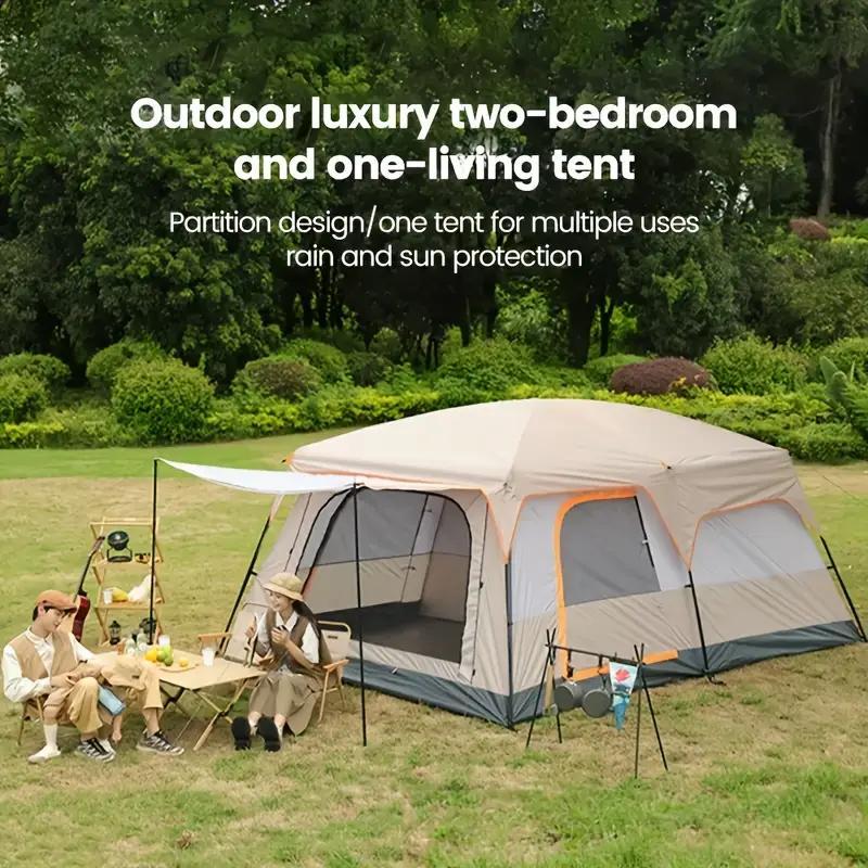 Extra Large Family Tent For 3-5 Spacious Divided Rooms Living & Bedroom Heavy Duty Waterproof Windproof Portable Folding Design Ideal For Camping Hiking Family Trips Green/Khaki Options