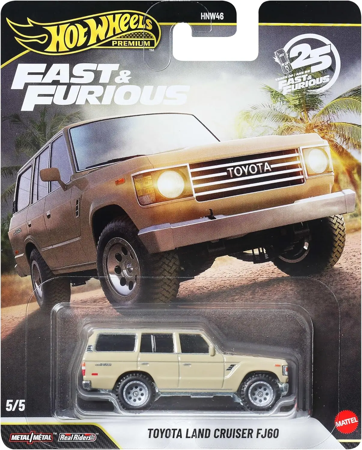 New Hot Wheels Fast & Furious Premium Toyota Land Cruiser FJ60 1:64 Scale Movie-Inspired Die-Cast Metal Collectible Model Car, Display Toy, JHW76