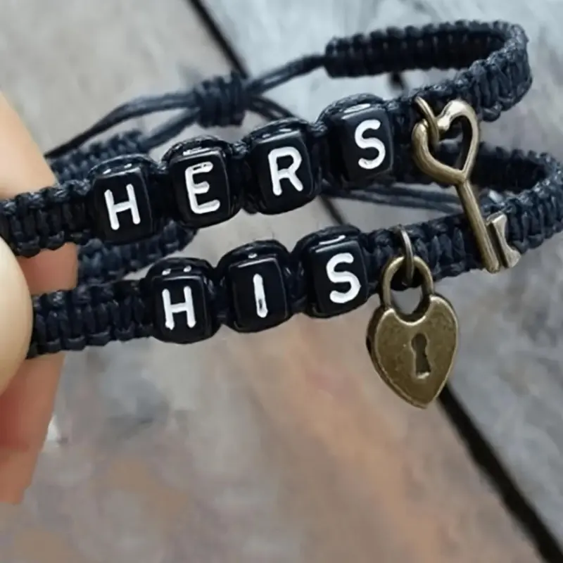 Couple Bracelet, Fashionable Letter Pattern Braided Bracelet for Women & Men, Trendy All-match & Exquisite Jewelry for Birthday Gift, Personalized Jewelry, Fashion Bracelets