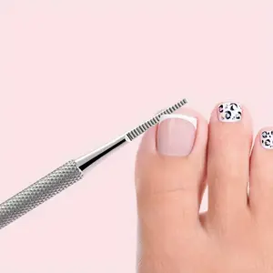 1pc Dual-Head Fine Point Toenail File - Curved & Straight Tips with Ergonomic Round Handle Grip for Precision Manicure & Pedicure, Odorless Stainless Steel