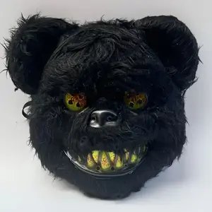Christmas Party Rabbit Bear Mask, Horror Costume Role Play Prop, Glowing Eyes and Sharp Teeth, Durable Plastic Street Style Mask, Realistic Mask