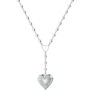 Personalized Heart Locket Necklace for Girls Stainless Steel- Heart Necklace