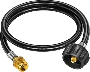 4FT Propane Hose Adapter 1lb to 20lb, QCC1/Type1 for 5-20lb Propane Tanks, CGA600 Connection for Weber Q Grill/Coleman Stove/Buddy Heater Durable Cooker Cord