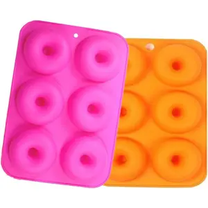 6-Cavity Silicone Cookie Molds Set of 2 Non-Stick Full-Sized Heat Resistant Baking Pan for Cake Biscuit Bagels Muffins Donuts
