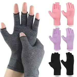 1pair Compression Gloves - Size Up Now - Outdoor Sports Accessories Active Pink Fingerless Purple Warmth Pink