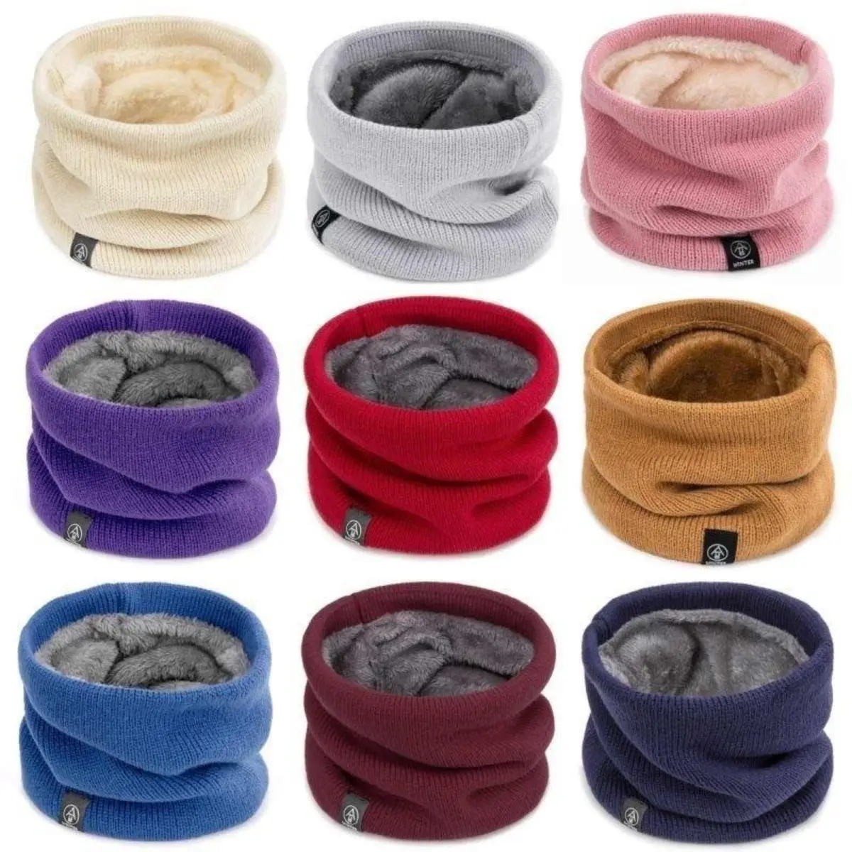 Knitted Neck Gaiter, Wool Blend Fleece Lined Thermal Warmer for Adults, Windproof Cervical Support for Winter Biking and Skiing, Thermal Ski Mask, Knitted Scarf, Windproof Scarves