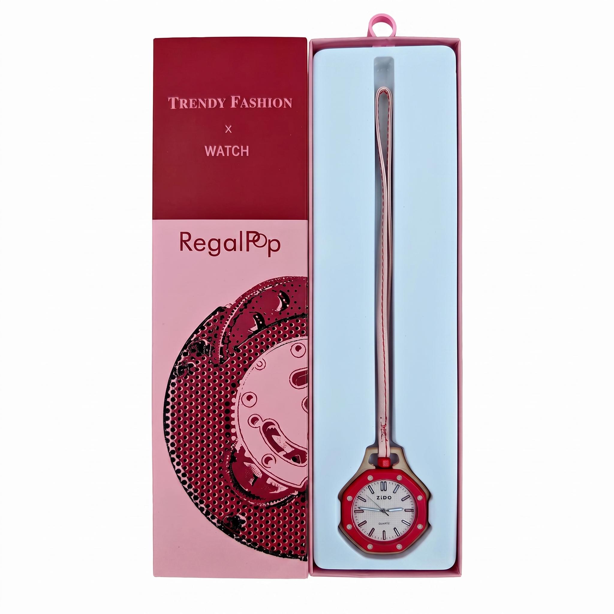 Unisex 2026 New Collaboration Quartz Watch - Luxury Royal Blush Pink Cherry Style, Octagonal Face, Quartz Drive, Removable Dial, Hanging Strap for Bag Hanging, Dopamine Fashion, Exquisite Gift Box, Gift Ideas, Remove Dial, Unisex Wear