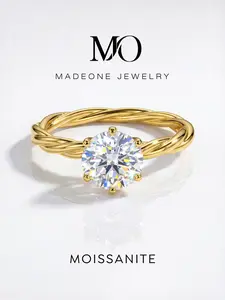 1 Pc Romantic Twisted Vine Copper Ring with 1.0ct Synthetic Moissanite for Women Love Theme Ladies Fine Jewelry