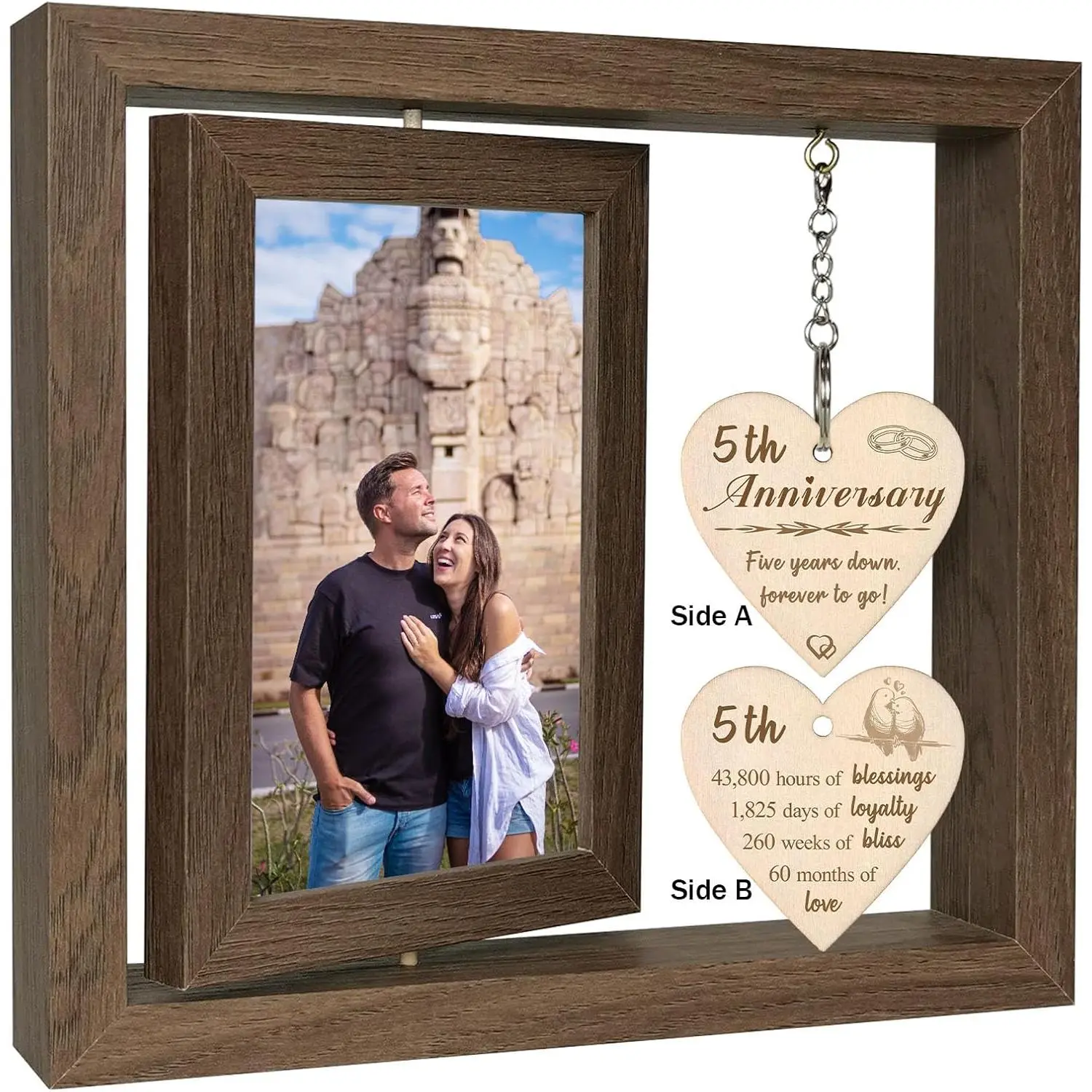 5 Year Anniversary Picture Frame Gifts for Girlfriend Boyfriend Her Him,  5th Wedding Anniversary Photo Frame for Wife Men Husband, Display 2 4x6 Inch