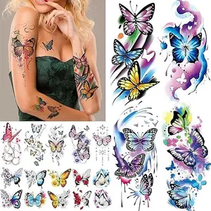 79 Sheets 3D Butterfly Tattoos Temporary Realistic for Women Adult, Watercolor Fake Tattoos, Adult Temporary Tattoo Stickers on Half Arm Body Art Decorations