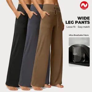 NunuFlex Women's Lounge Pants with Pockets – Plus Size Soft Comfy Wide Leg Loose Fit Baggy Flowy Sweatpants High Waist for Casual Yoga Workout and Lounge
