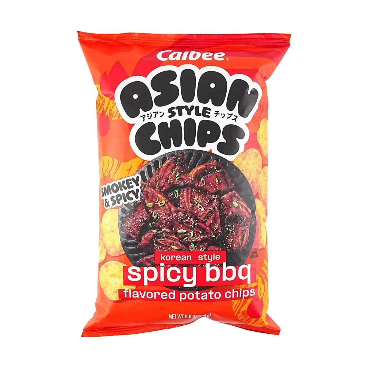 CALBEE ASIAN-STYLE Potato Chips, Korean-Style Spicy BBQ 6 oz