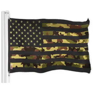 G128 American USA Camouflage Flag | 3x5 Ft | LiteWeave Pro Series Printed 300D Polyester | Green Stars Camo Stripes, Indoor/Outdoor, Vibrant Colors, Brass Grommets, Thicker and More Durable Than 100D