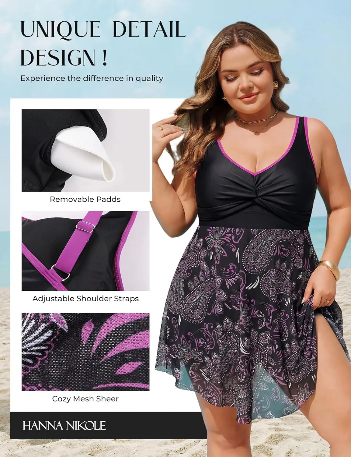 Hanna Nikole Women Plus Size Swimsuit One Piece V Neck Swimdress Tummy Control Twist Front Mesh Flowy Bathing Suit 2026 #DealsForYouDays #SummerWins SummerFinds