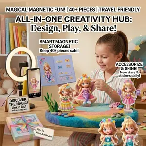 All Joy CC Magnetic Dress Up Dolls, 3D Pretend Play Set, Mix & Match Fashion Outfits (Mermaid/Elf/Pop Star), Creative Gift for Girls with Stand