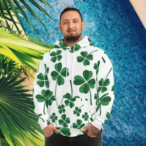 Shamrock All-Over Print Hoodie – Green Clover St. Patrick’s Day Pullover