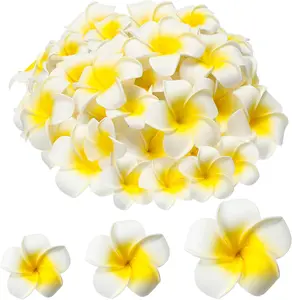 100Pcs Foam Plumeria Petals Hawaiian Frangipani Flowers for DIY Hair Accessories Wedding Decor Hats Wreaths & Craft Projects