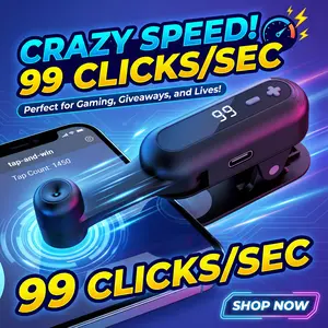 Cordless Auto Clicker for All Phones, Rechargeable Screen Tapper with Built-in Battery, Silent Adjustable Speed Finger Clicker for Live Streaming, Game Grinding and Daily Tasks