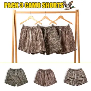 Pack 3 Camo Hunting Shorts With 5 Inch Inseam, Perfect for the Gym, Basketball Camo Mesh Short, Gift for him, Gift For Her, Gym Gift