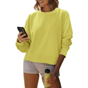 Onlypuff Cropped Sweatshirts for Women Crewneck Oversized Shirts Casual Loose Long Sleeve Pullover Tops 2026 Fall Clothes