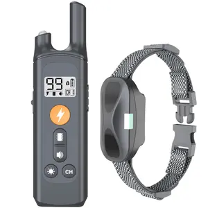 Dog training collar with 800-foot remote-controlled bark suppressor