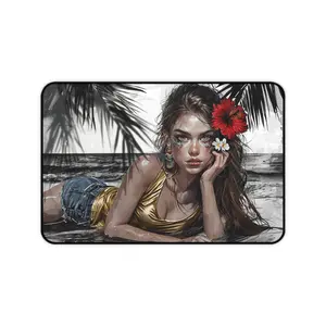 Tropical Beach Desk Mat, Beautiful Office Decor, Summer Vibe Workspace, Surfing Gift, Desk Accessories