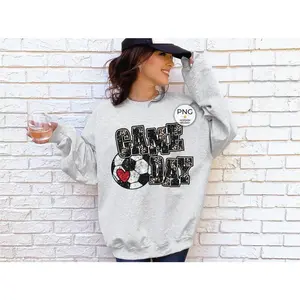 Game Day Soccer Sweatshirt Image, Soccer Faux Sequin Design Sweatshirt