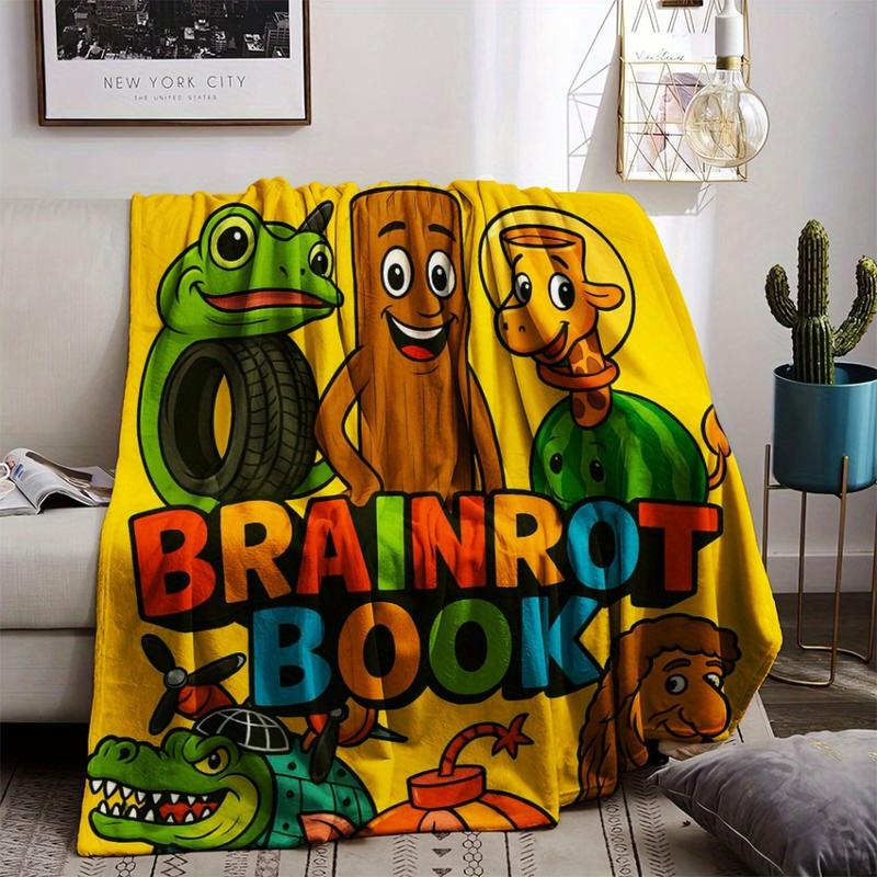 Italian Brainrot 1pc Blanket -Cozy & Soft Flannel, Cozy Chunky, Machine Washable, Soft Blanket Will Make You Feel Warm And Relaxed, Camping & Home Use, Suitable For All Four Seasons