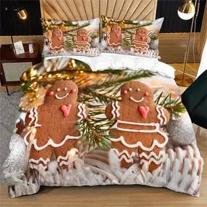 1 quilt cover and 1 or 2 pillowcases Christmas element printed quilt cover set does not carry cotton, romance and design coexist, suitable for home or dormitory decoration