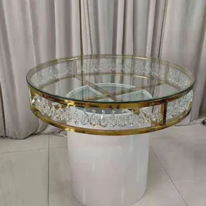 Crystal round table cylinder pedestal for party events sweets table candy table birthday dessert table bridal shower flower stand ideas