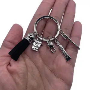 Dentist Hygienist Charms Keychain - Black