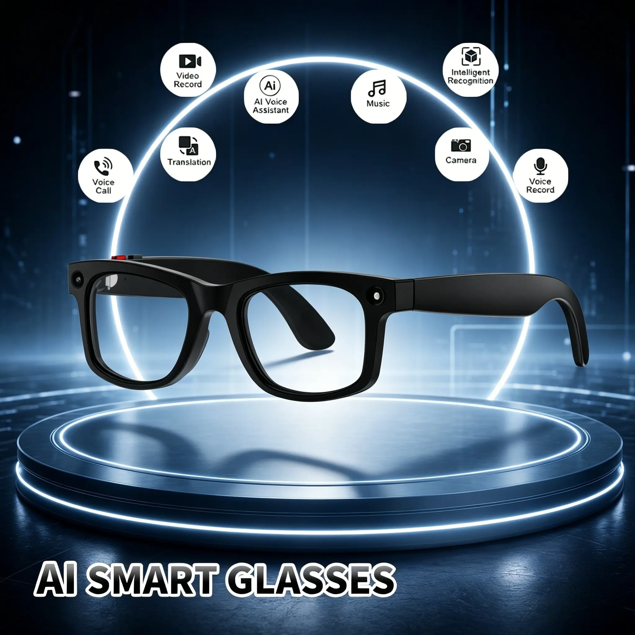 2026 New Smart Glasses Aimb S2 Max, HD Camera, Ai Translation, Video Recording, Bluetooth-compatible Music, Blue Light Blocking, Unisex Daily Wear