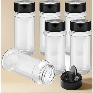6 Pcs Clear Plastic Spice Jars with Shaker Lids BPA Free Wide Mouth Containers for Seasoning Herbs Powders Glitters Storage Organization Kitchen Selfie Accessories