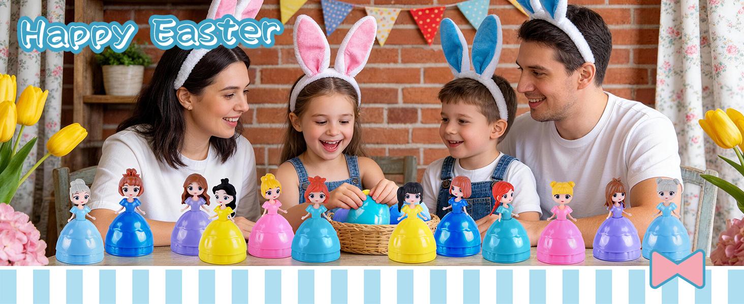 12 PCS Princess Prefilled Easter Eggs, Easter Basket Stuffer,Hunt Gifts for Kids, Classroom Prize and Party Favors Greenish Spring Glow Up