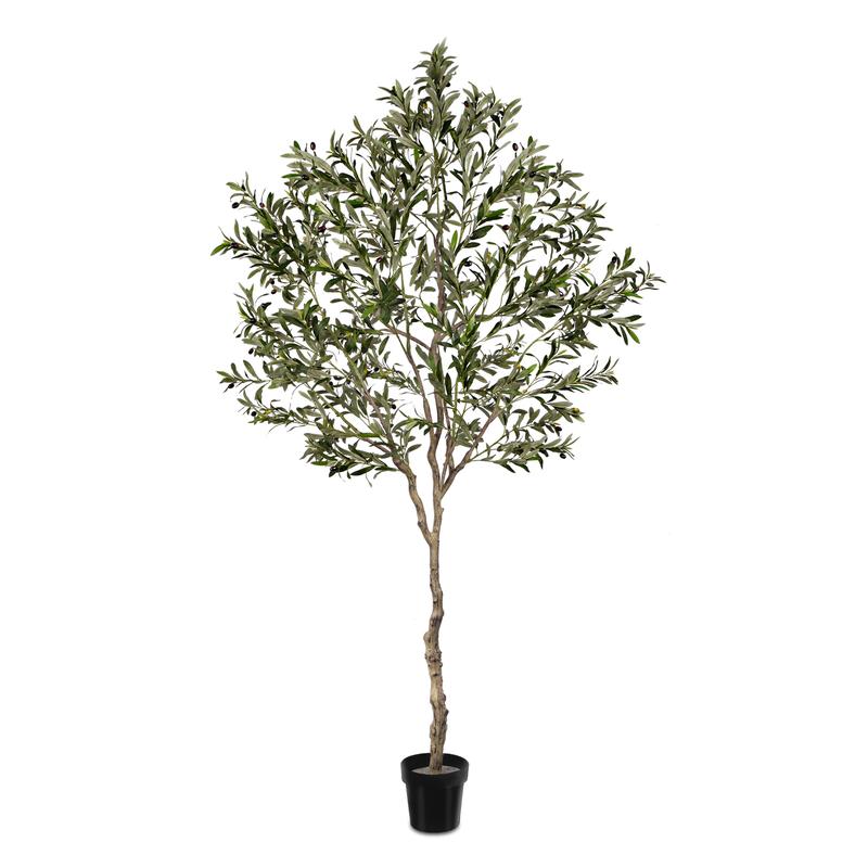 Fluffy 6/7/8ft Artificial Olive Tree, Fake Potted Olive Tree with Branches, Leaves and Fruits, Fake Plant, Indoor Decoration Decorative